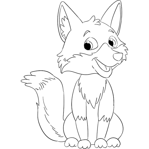 Vetor desenho a mão de um pequeno lobo