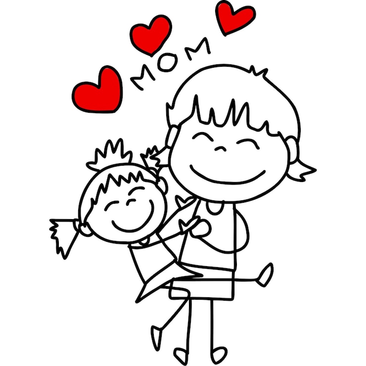Vetor desenho a mão do doodle mom clipart feliz dia da mãe