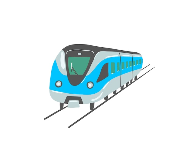 Desenho à mão estilo plano de trem de metrô em dubai emirados árabes unidos