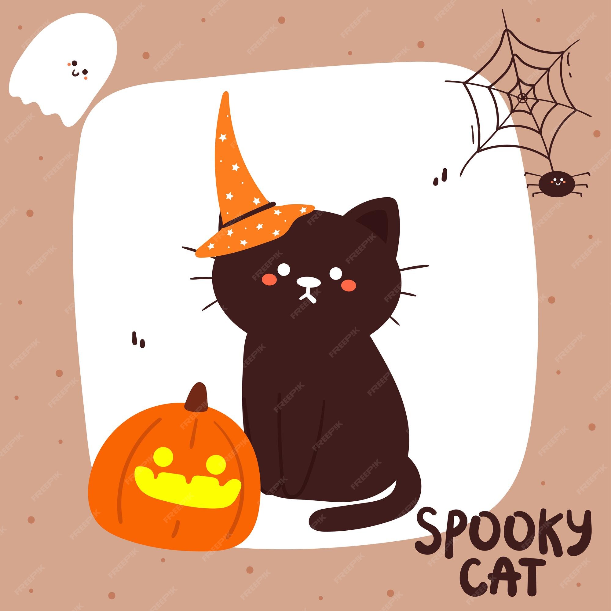 mão desenhar desenho animado bonito halloween gato preto dentro de vetor de  abóbora. 3137178 Vetor no Vecteezy