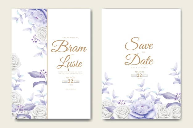 Desenho à mão lindo convite de casamento design floral