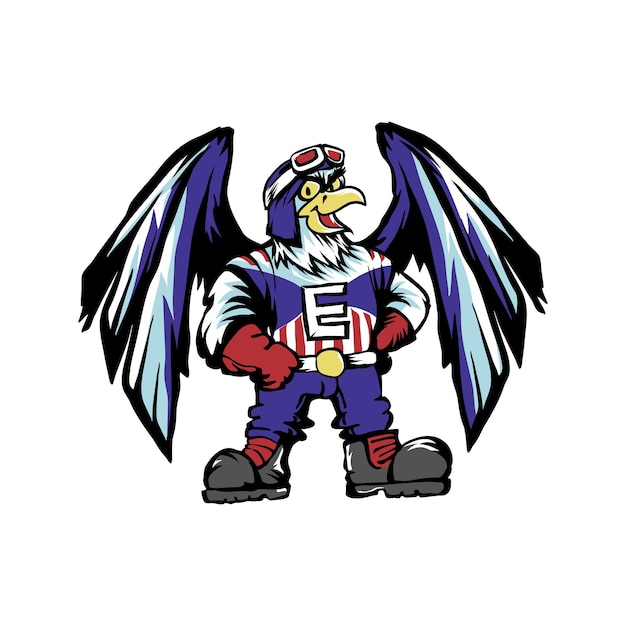 Desenho à mão, mascote do super-herói vector eagle