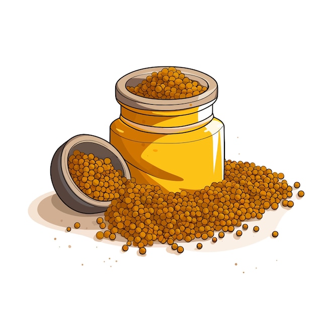 Vetor desenho a mão mustard spice desenho animado vetorial ilustração clipart fundo branco