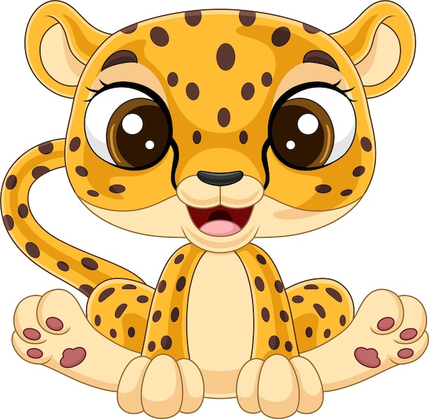 Vetor desenho animado bebê leopardo sentado