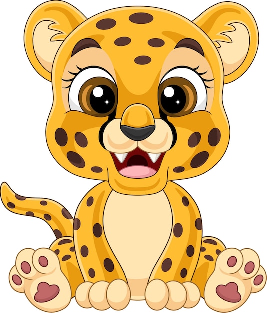 Desenho animado bebê leopardo sentado