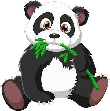 Desenhos animados Panda bonito comendo ilustração de bambu, Gráficos -  Envato Elements