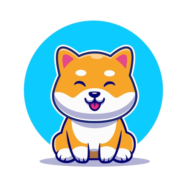 Vetor desenho animado bonito do cão shiba inu sentado