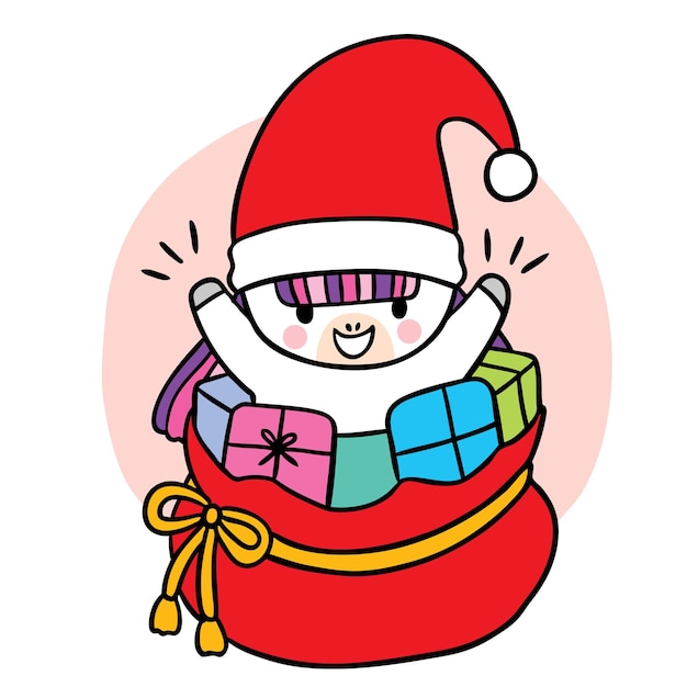 Desenho animado bonito Unicórnio de Natal e Feliz Ano Novo e presentes vetor