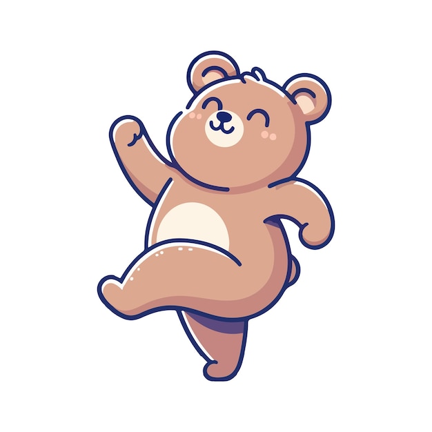 Desenho animado bonito urso dançante ícone personagem vetor