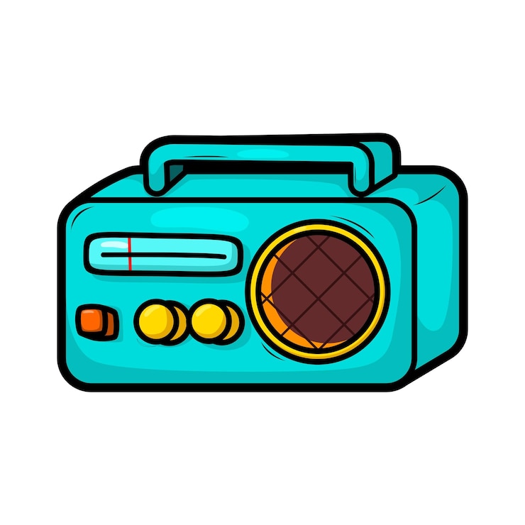 Vetor desenho animado clássico de arte de ilustração de rádio
