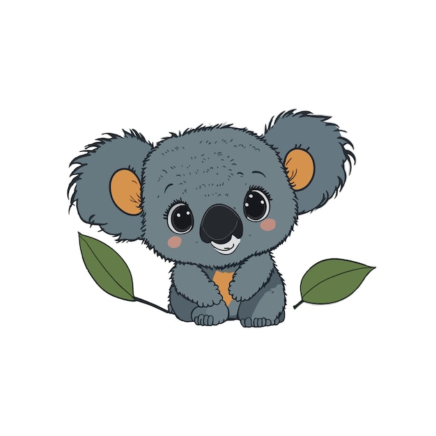 Desenho animado coala bebê fofo sentado