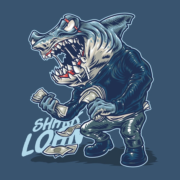 Desenho animado da ilustração do shark loan