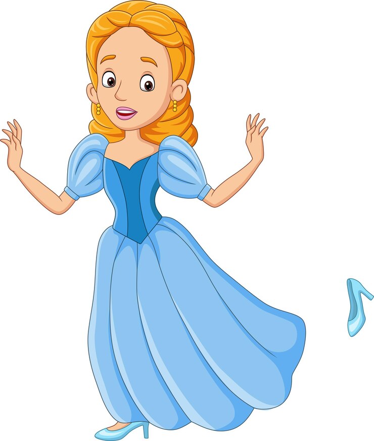 Vetor desenho animado da princesa cinderela com seu sapato