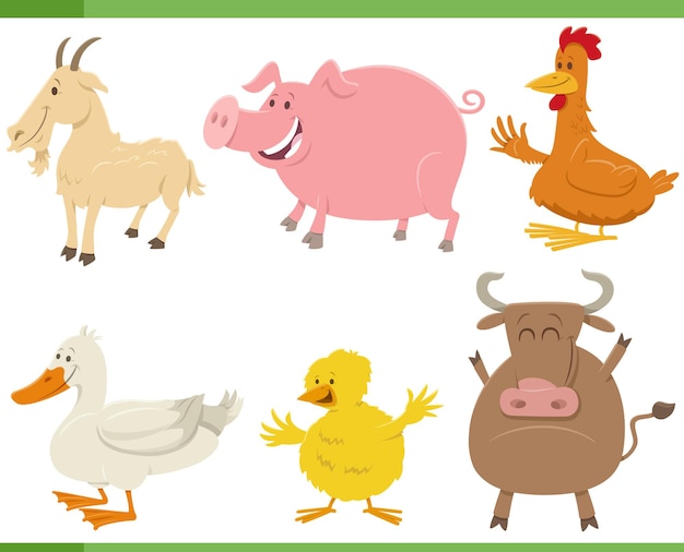 desenho animado de animais de fazenda engraçados