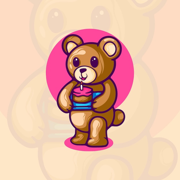 Desenho animado de aniversário de urso
