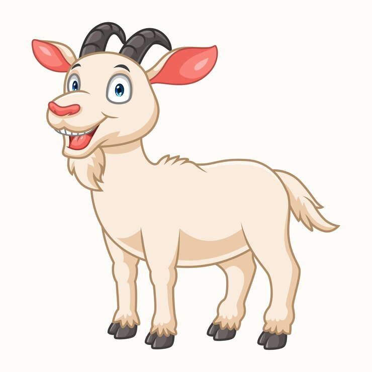 Vetor desenho animado de cabra feliz em fundo branco