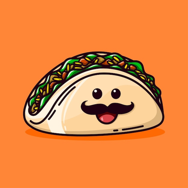 Desenho animado de comida mexicana de taco kawaii