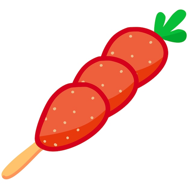 Vetor desenho animado de espeto de morango em estilo de ícone tang hulu