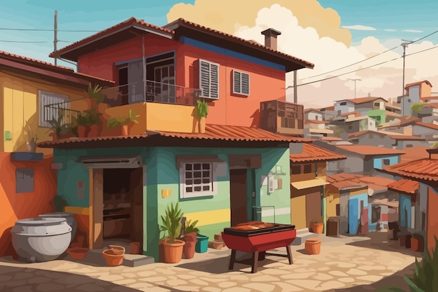 Vetor desenho animado de favela de favela brasileira