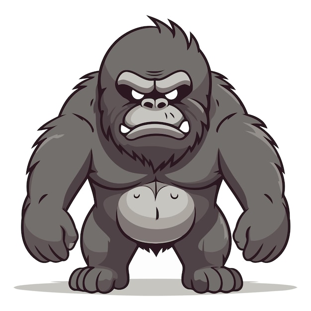 Vetor desenho animado de gorila isolado em fundo branco