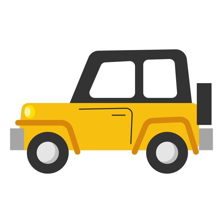 Vetor desenho animado de jeep amarelo