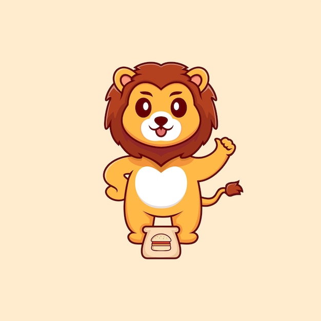 Desenho animado de logotipo de leão bonito