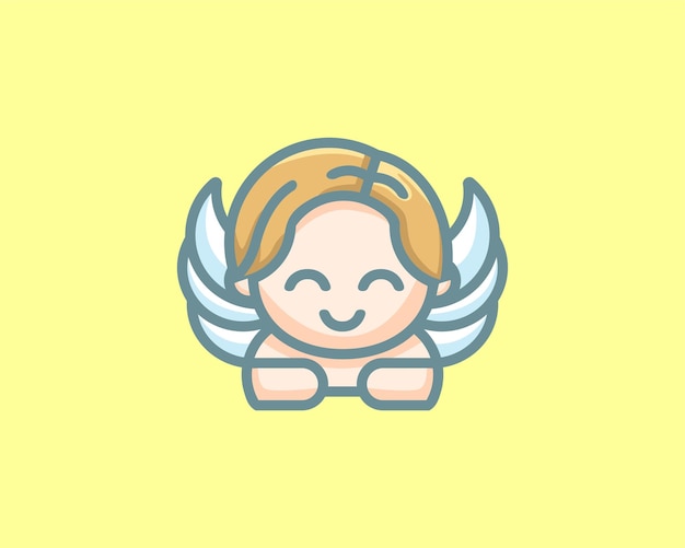 Vetor desenho animado de mascote de logotipo de anjo bebê pode ser usado para empresa e indústria