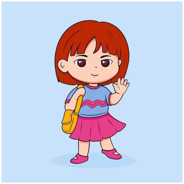 desenho animado de menina da escola Chibi