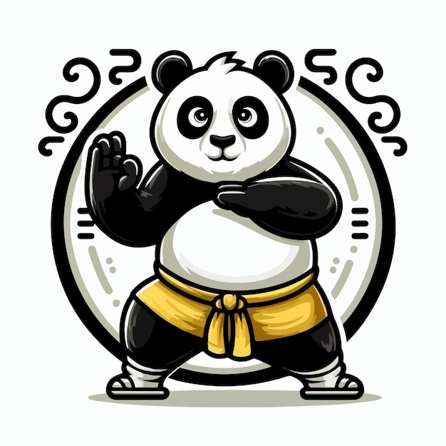 Vetor desenho animado de panda bonito isolado em ilustração vetorial de fundo branco