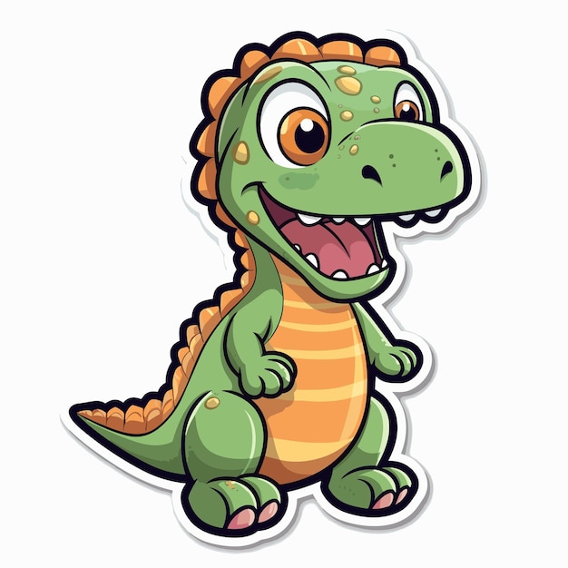 Personagem De Desenho Animado De Dinossauro Fofo Está Tocando