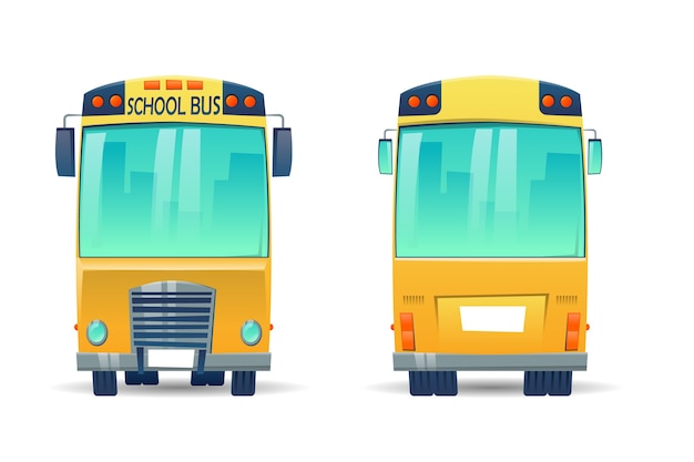 Desenho animado do ônibus escolar amarelo para alunos