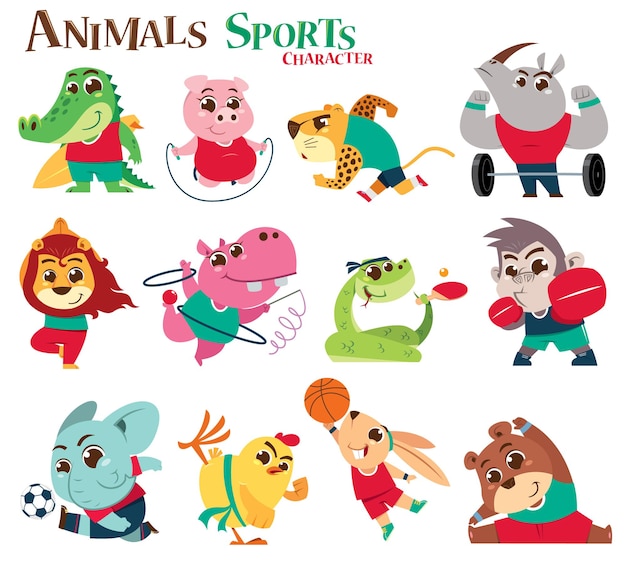 Desenho animado do personagem animals sports