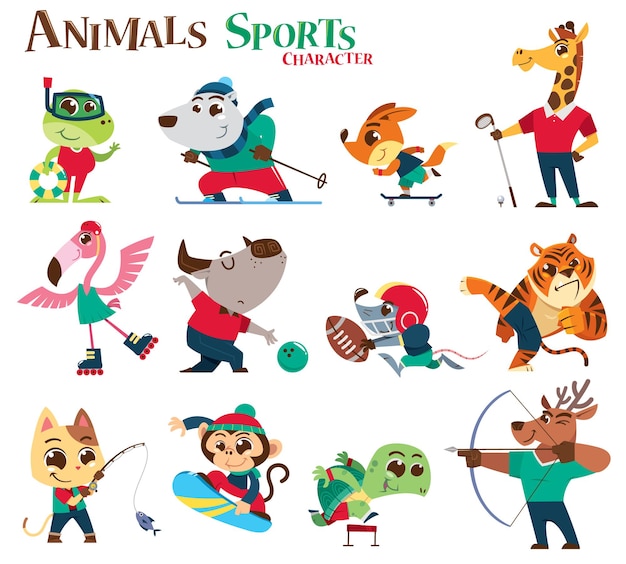 Desenho animado do personagem Animals Sports