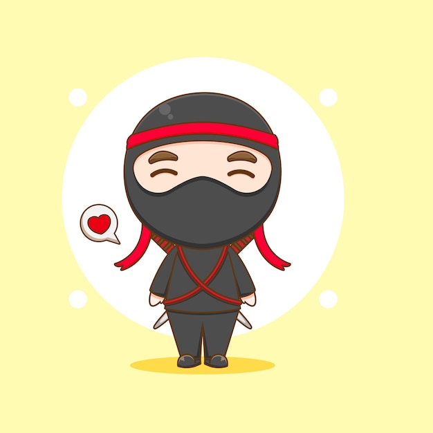 desenho animado do personagem ninja fofo