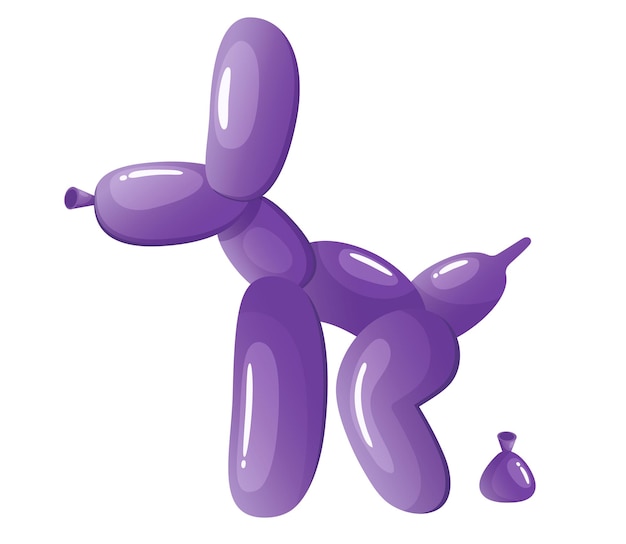 Vetor desenho animado engraçado balão roxo cão e cocô