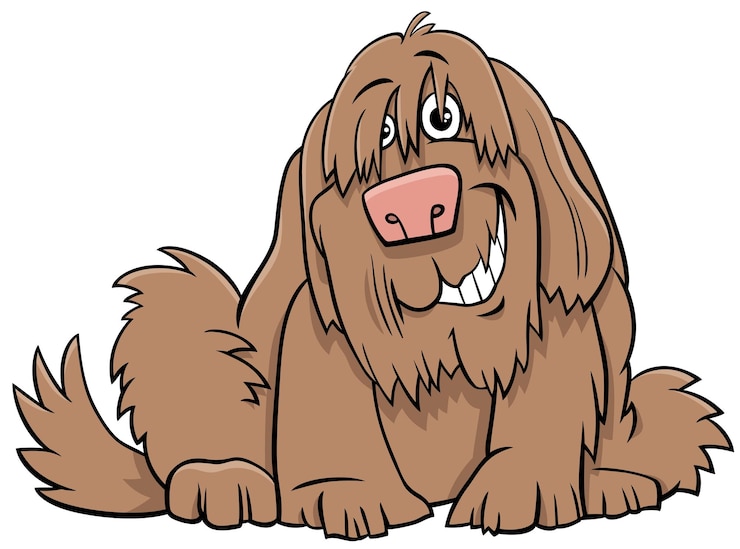 Vetor desenho animado engraçado cão peludo personagem animal