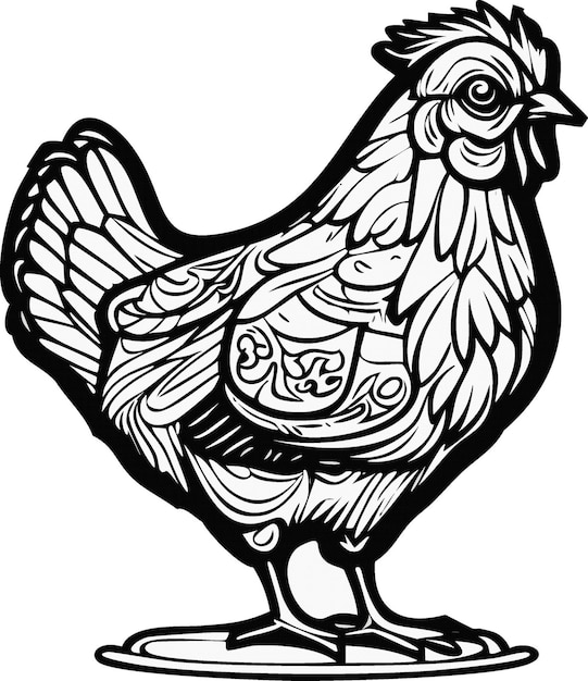 Desenho animado fazenda de galinhas vetor abeto página de coloração desenho animato em preto e branco um
