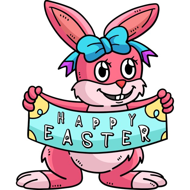 Desenho animado feliz coelhinho da Páscoa colorido Clipart