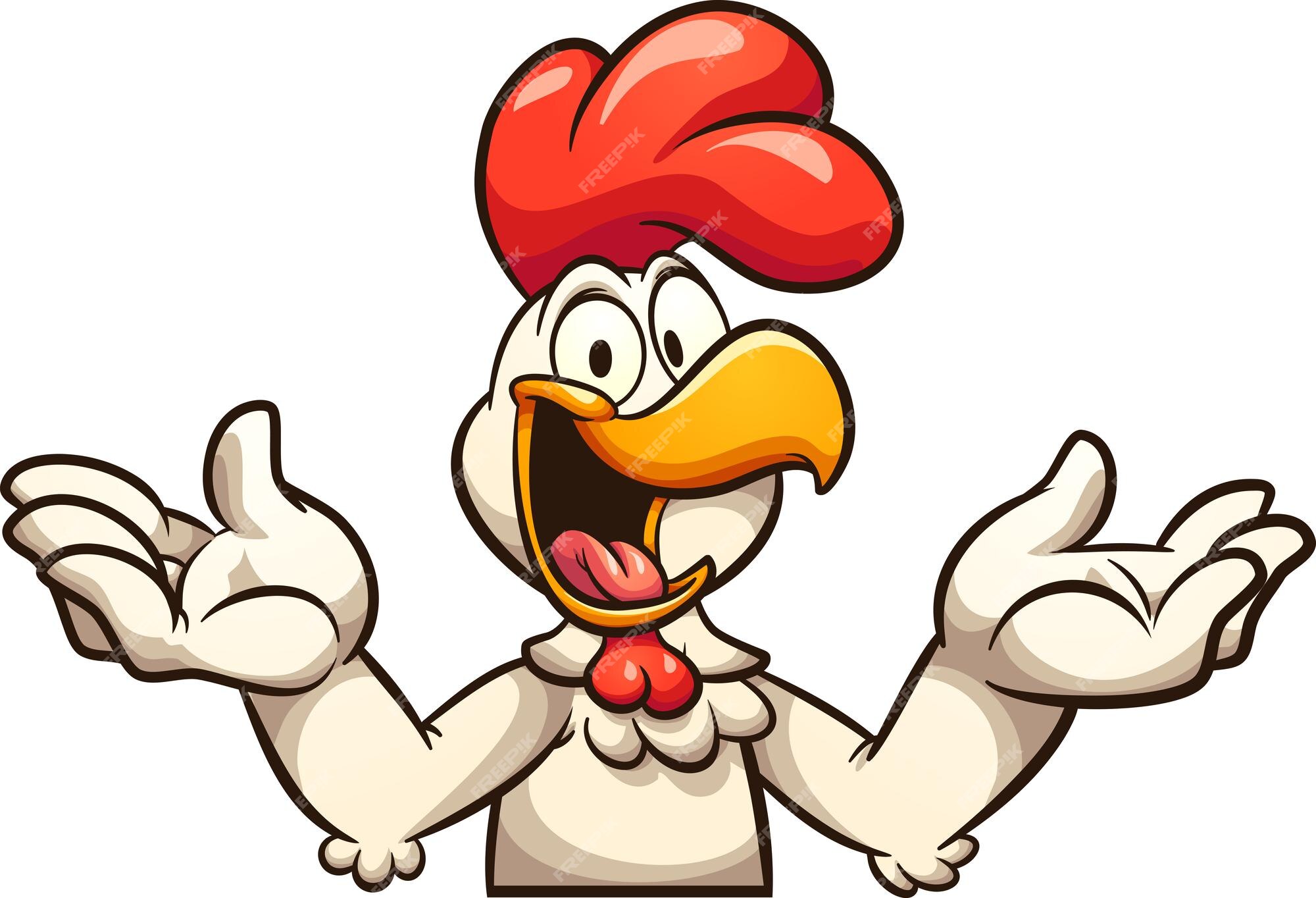 Desenho de galinha feliz posando, Vetor Premium