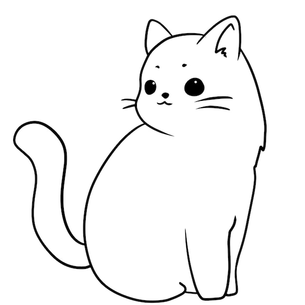 Desenho De Gato Animal Animado Doodle Kawaii Anime Página Para