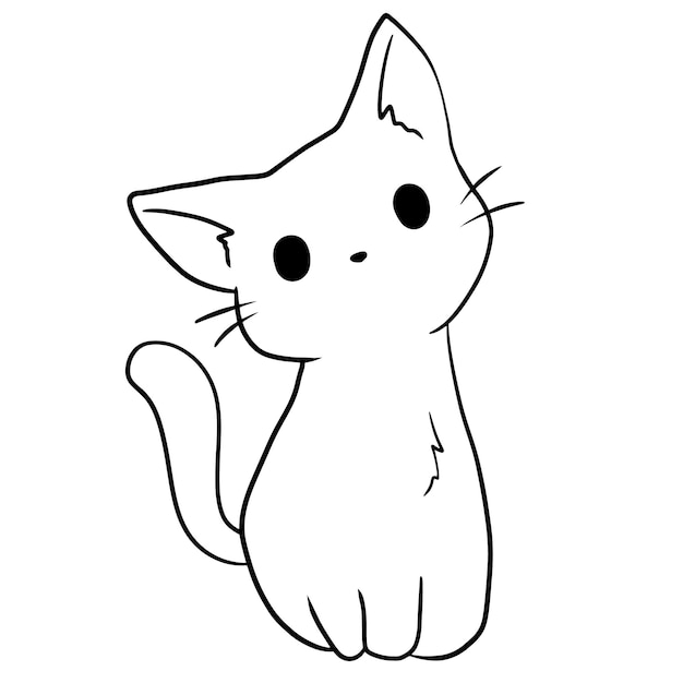 Desenho De Gato Animal Animado Doodle Kawaii Anime Página Para