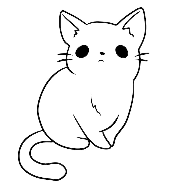 Desenho de gato desenho animado kawaii anime doodle para colorir