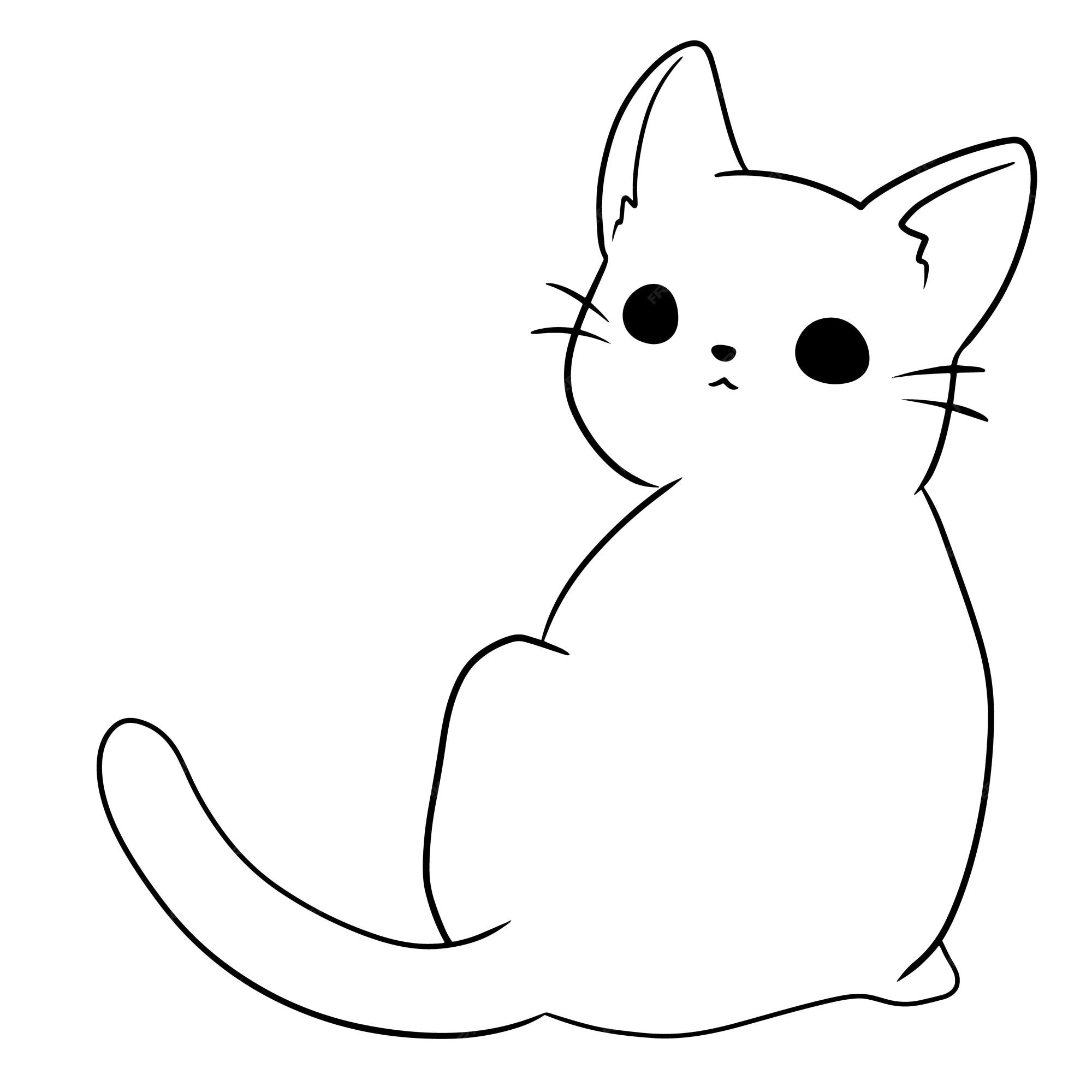 desenho de gato desenho animado kawaii anime bonito para colorir