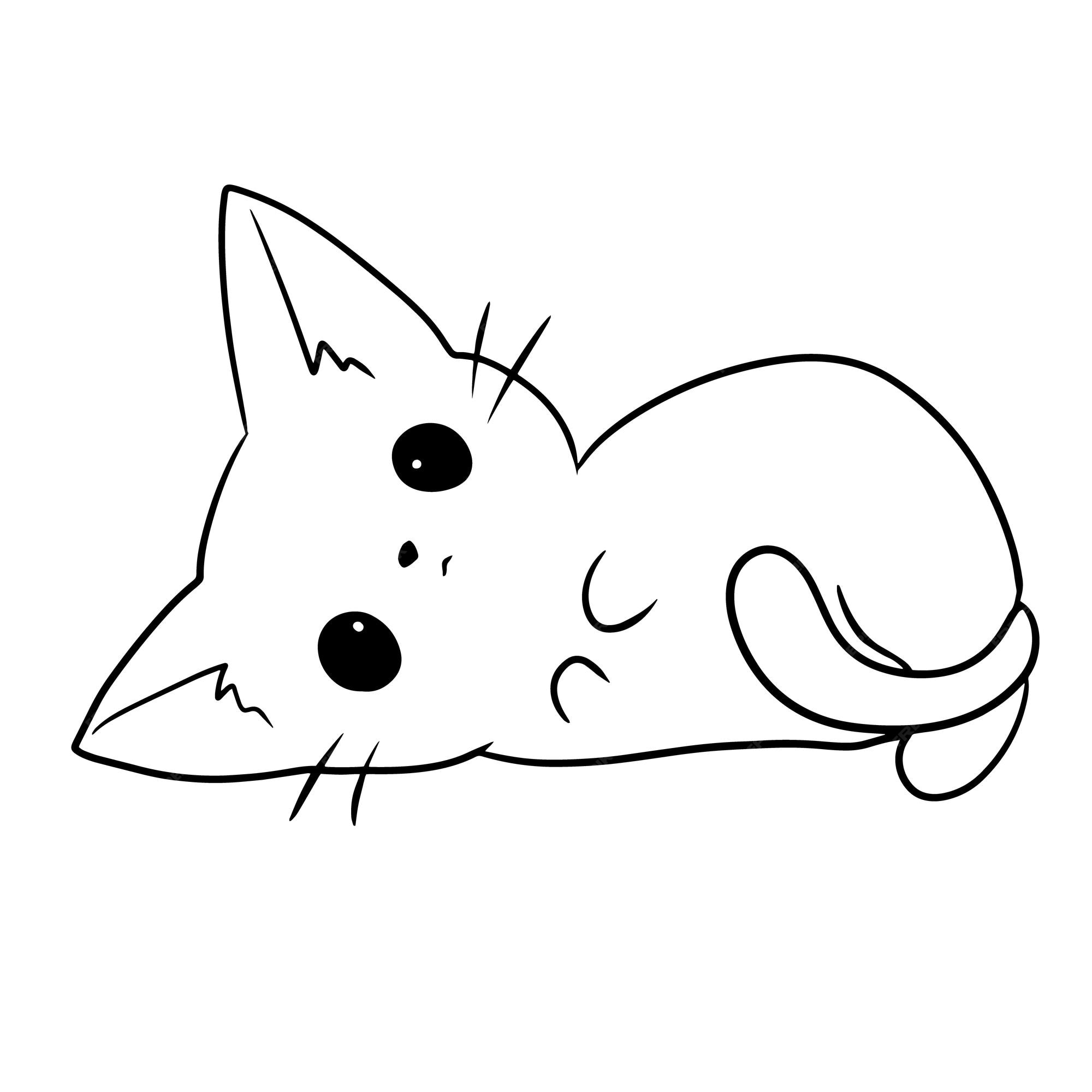 Desenho De Gato Animal Animado Doodle Kawaii Anime Página Para