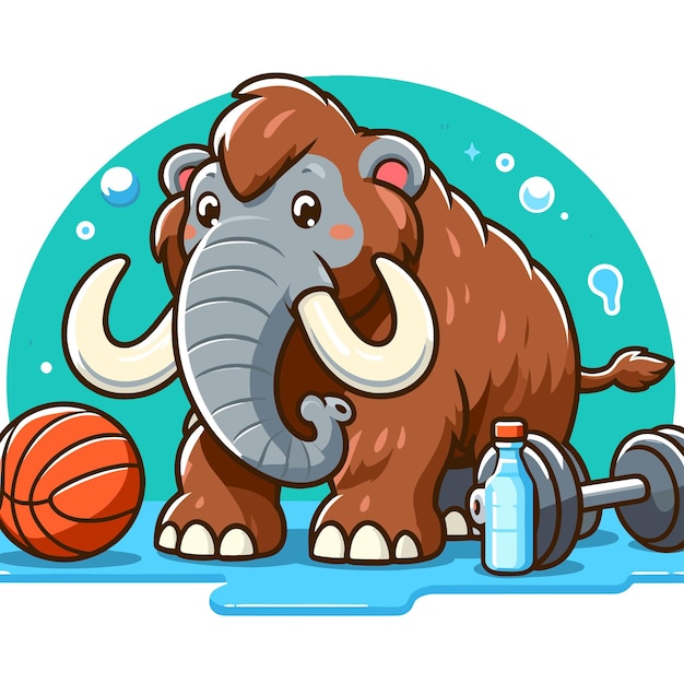 Vetor desenho animado mamute gigante animal antigo mascote