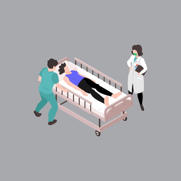 Vetor desenho animado médico tratando paciente