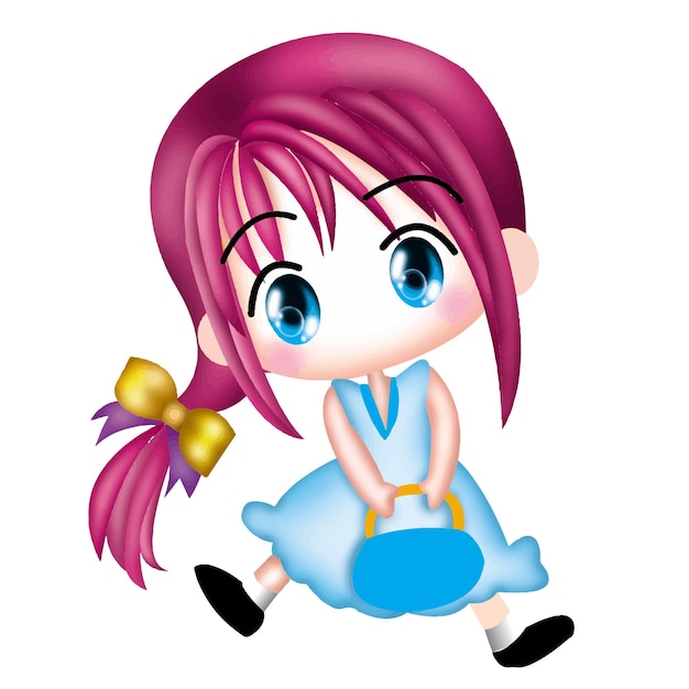 desenho animado menina personagem boneca doce modelo emoção ilustração clipart desenho kawaii anime