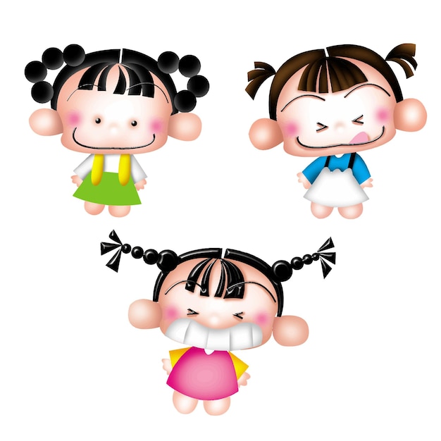 Desenho animado menina personagem boneca doce modelo emoção ilustração  clipart desenho kawaii anime