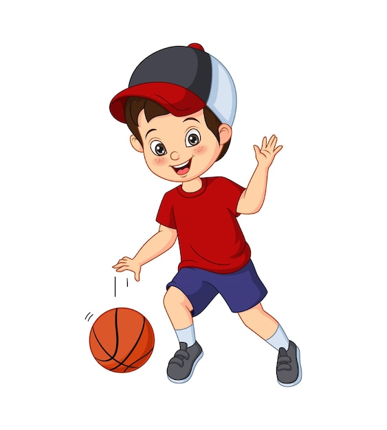 menino jogando basquete ilustração do ícone do vetor dos desenhos