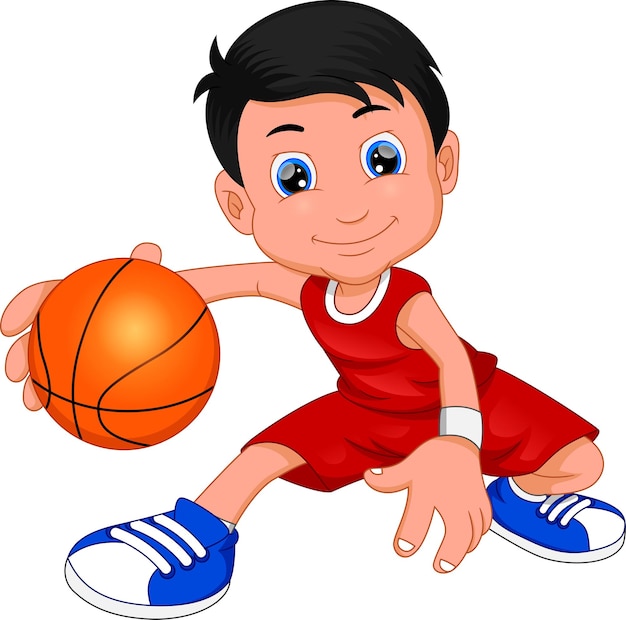 menino jogando basquete ilustração do ícone do vetor dos desenhos